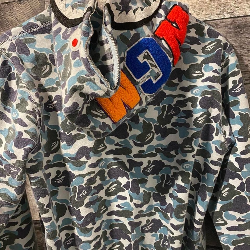 Bape Blue and Gray Camouflage Hoodie